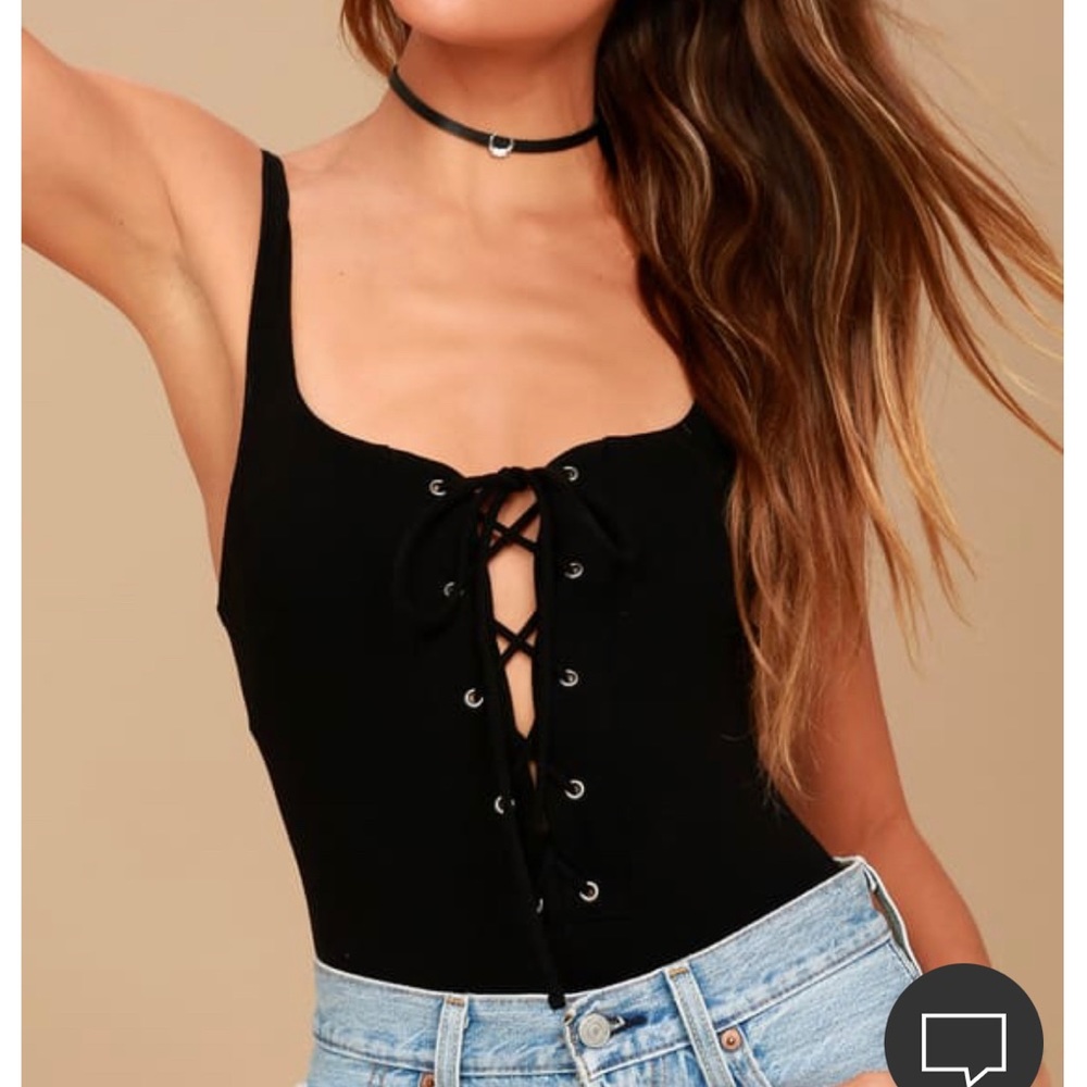 City of Angels Black Lace-Up Bodysuit